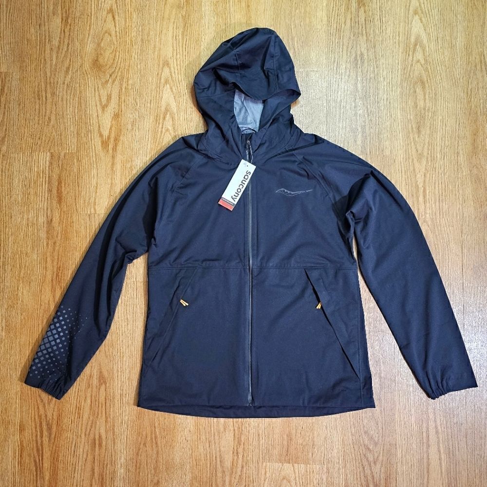Saucony Boulder Drizzle Jacket Windbreaker Waterproof Women's Small S Black Grey